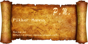 Pikker Manna névjegykártya